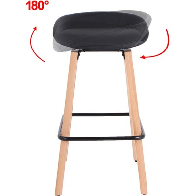Lorell Polyurethane/Wood Modern Low-Back Stool, Black (LLR68563)