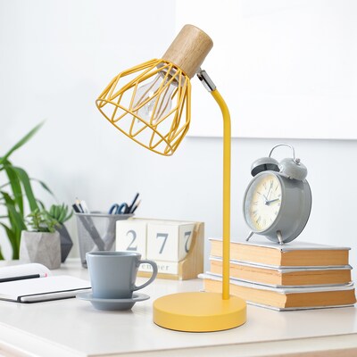 Simple Designs Farmhouse Fusion LED Desk Lamp, 18.19", Yellow Iron (LD2022-YLW)