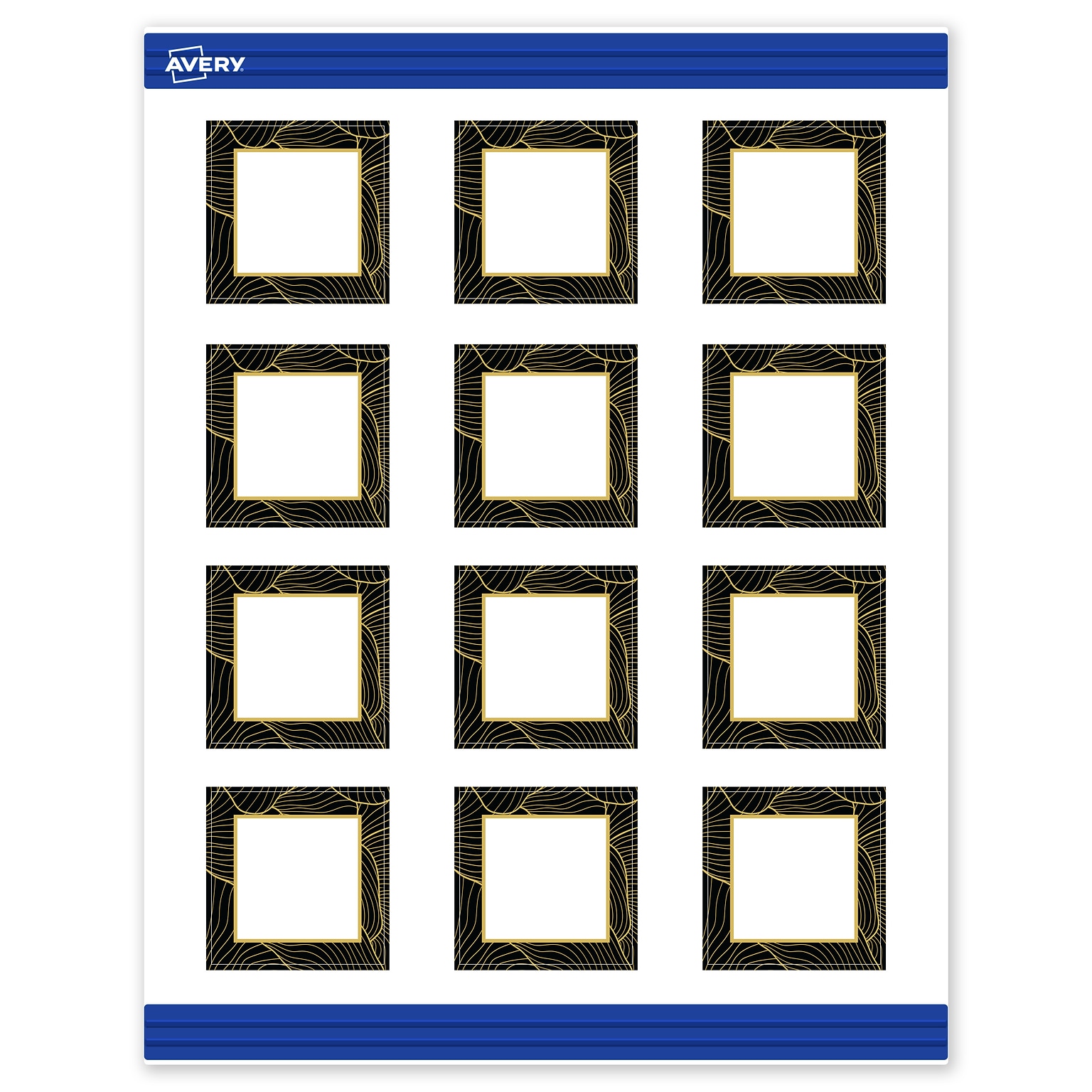 Avery Black with Gold Pattern Matte Blank Card, White, 120/Pack (S00-ETP)
