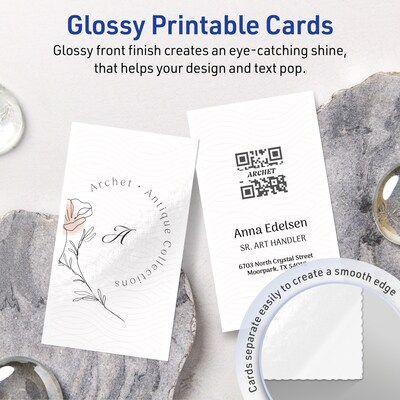 Avery Business Cards, 2 x 3-1/2 , Glossy White, 500/Box (95318)