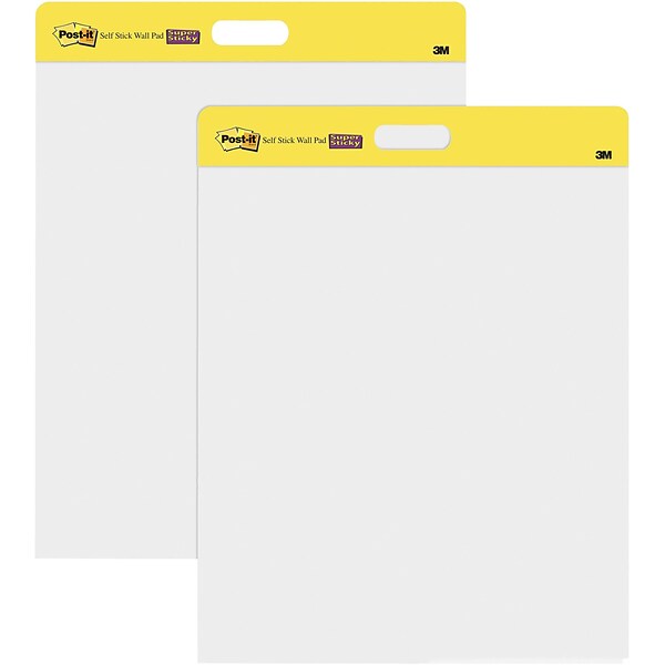 Post-it®, Self-Stick Wall Pad, 20 x 23, Unruled, Plain White, Pack of 2 (566)