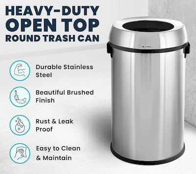 Alpine Industries Stainless Steel Trash Can, 17 Gallon (470-65L)