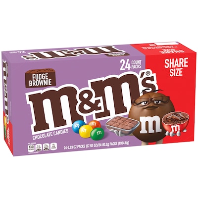 M&M's Share Size Fudge Brownie Milk Chocolate Pieces, 2.83 oz., 24/Box (MMM55544)