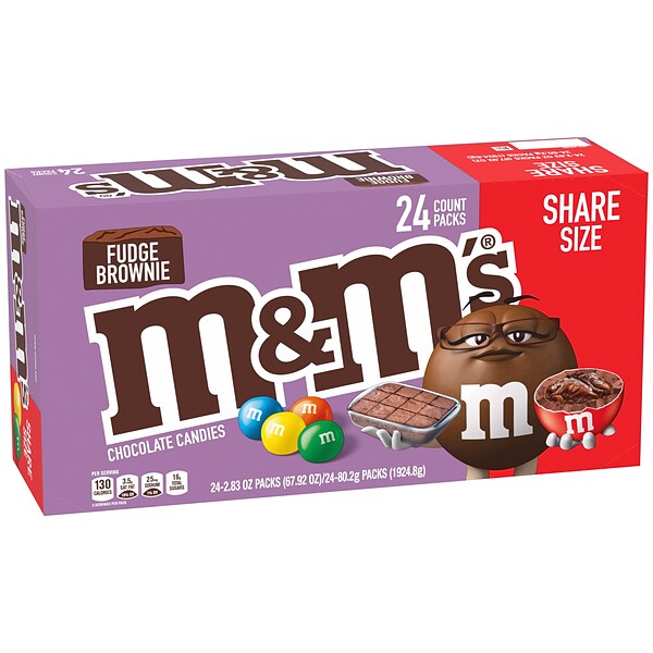 M&M'S Peanut Chocolate Candy, Share Size, 3.27 oz, 24 ct