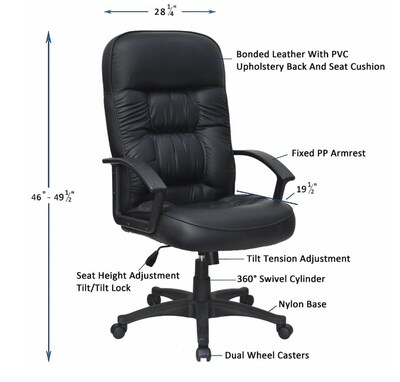 Lorell Tufted Executive High-Back Office Chair, 25.74W x 29.75D x 45.5-49H, Black (LLR60116)