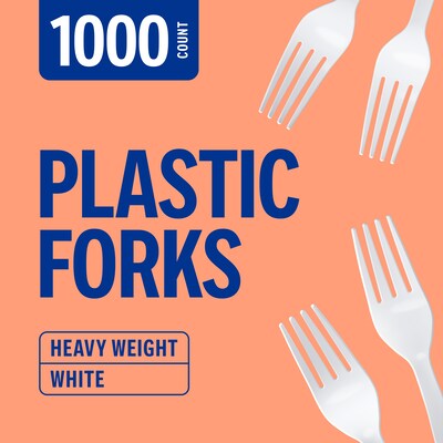 Perk™ Polystyrene Fork, Heavy-Weight, White, 1000/Carton (PK56391CT)