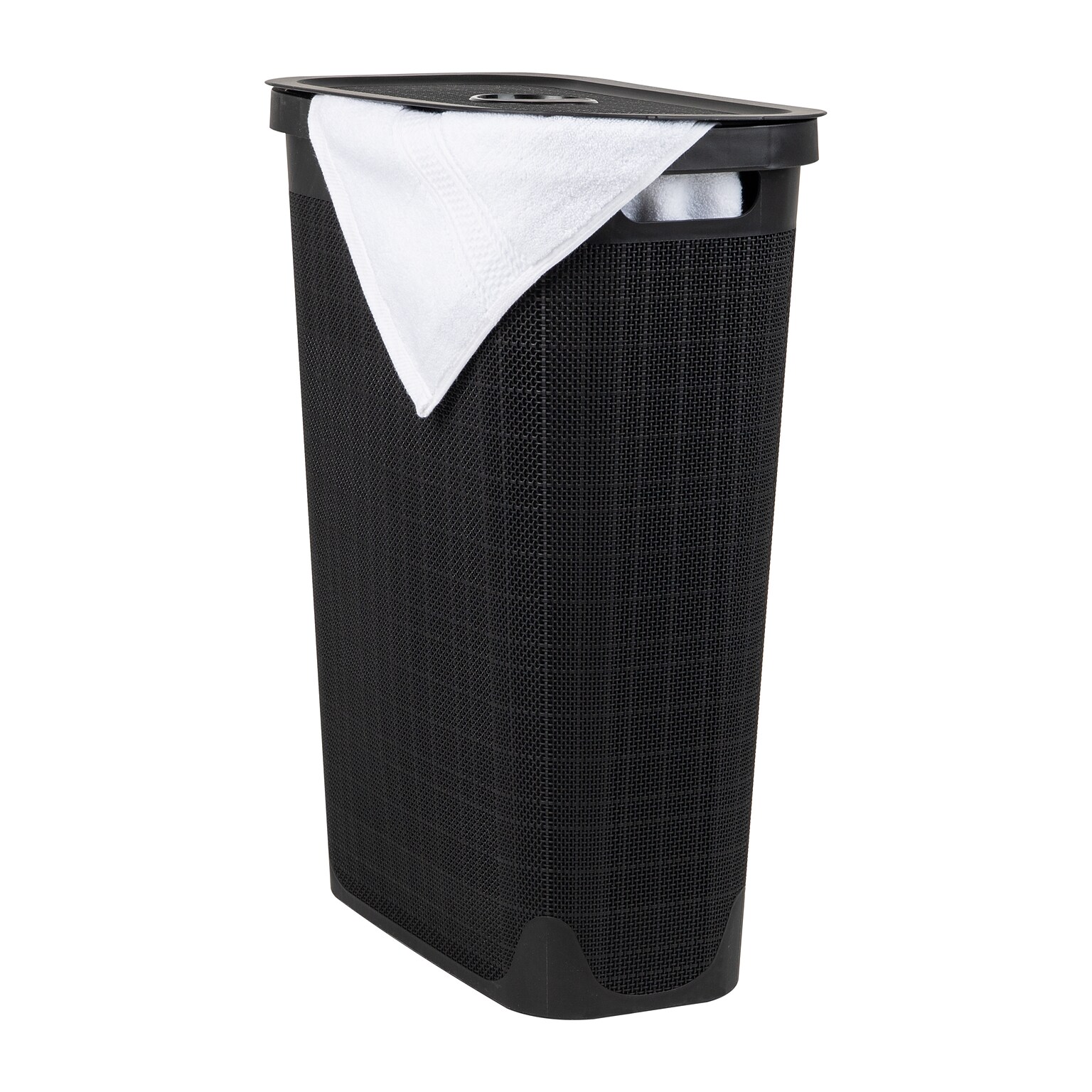 Mind Reader 10.57-Gallon Hamper with Lid, Plastic, Black (40FABHAMP-BLK)