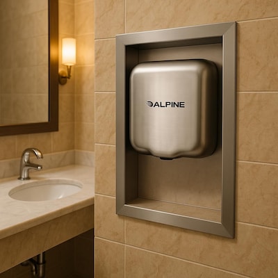 Alpine Industries Hemlock Universal Hand Dryer Accessory Wall Recess Kit, Silver (400-RECESS)