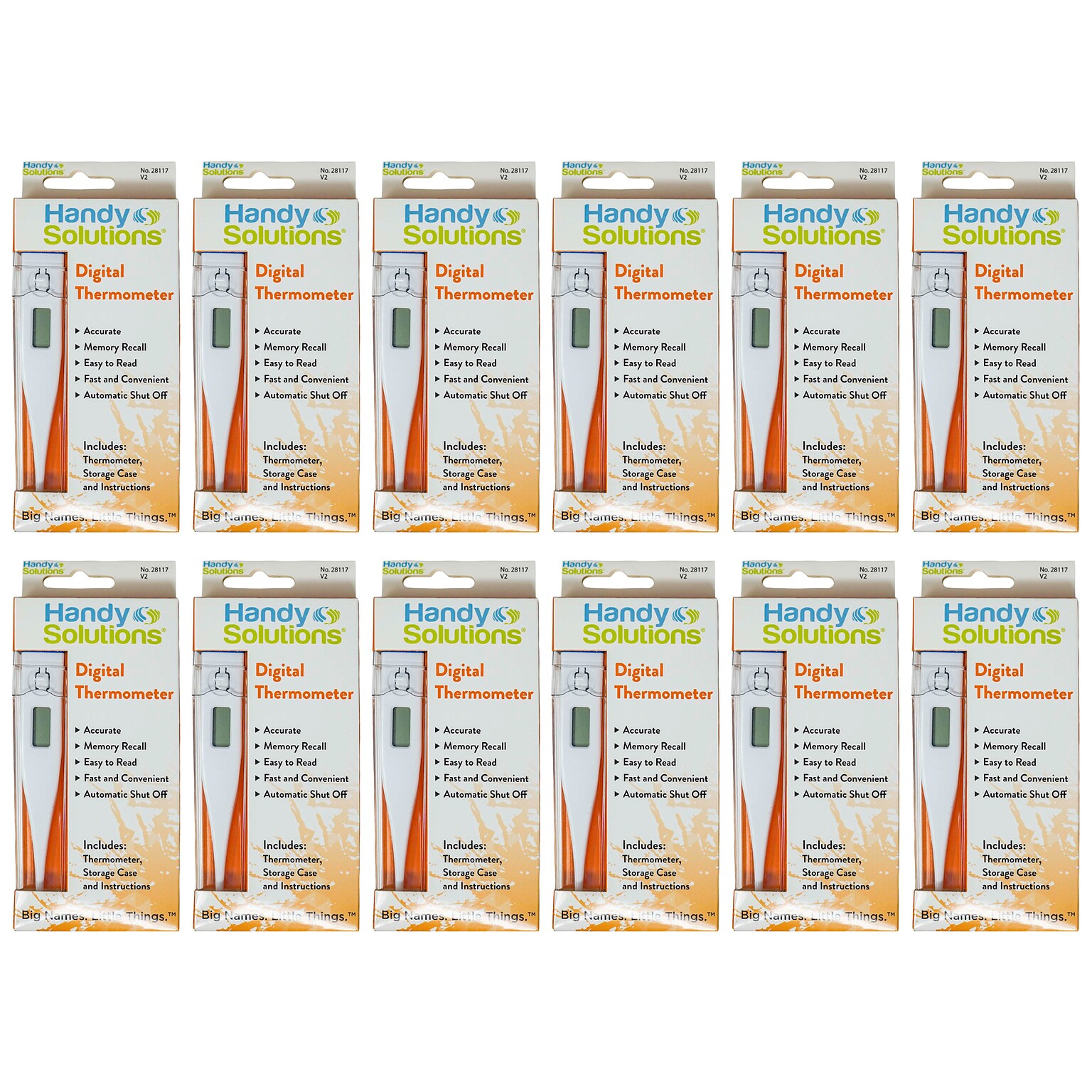 Handy Solutions Digital Thermometer, 12 Thermometers/Box, 12 Boxes/Carton