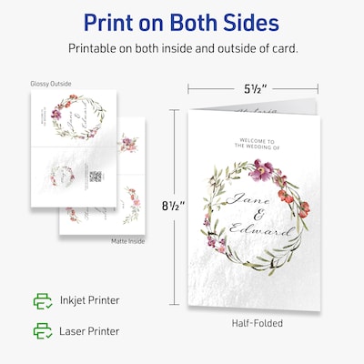 Avery Integrated Cards, 5.5" x 8.5", Glossy White, 10/Pack (95352)