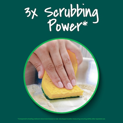 Scotch-Brite Non-Scratch Heavy Duty Sponge with Scrubber, No, Green/Yellow, 3 Sponges/Pack (HD3)