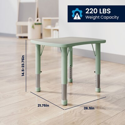 Flash Furniture Wren Rectangular Activity Table, 21.75" x 26.5", Height Adjustable, Light Gray Woodgrain/Sage (YU98RECTBSGE)