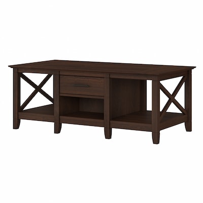 Bush Furniture Key West 47" x 24" Coffee Table with Storage, Bing Cherry (KWT148BC-03)