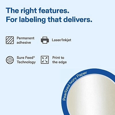 Avery Laser/Inkjet Sealing Labels, 5-1/8 x 4, Pearlized Ivory, 30 Labels/Pack (19479370704)