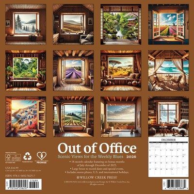 2026 Willow Creek Out of Office: Scenic Views for the Weekly Blues 12 x 12 Monthly Wall Calendar (56257X)