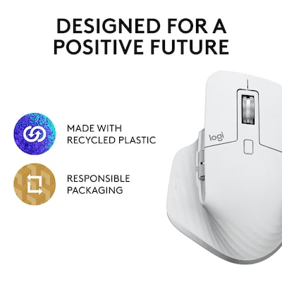 Logitech MX Master 3S Wireless Ergonomic Optical Mouse, Pale Gray (910-006558)
