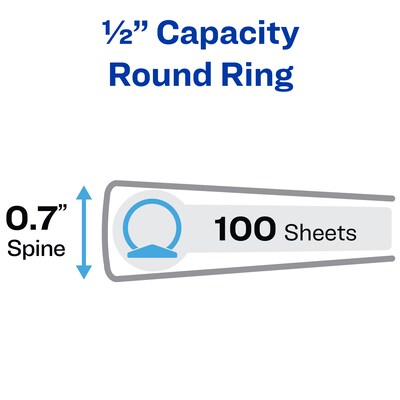 Avery Mini 1/2" 3-Ring View Binders, White (27726)