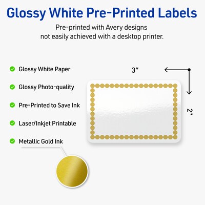 Avery Laser/Inkjet Rectangle Multipurpose Labels, 2 x 3, White, 80/Pack (S00-DJ7)