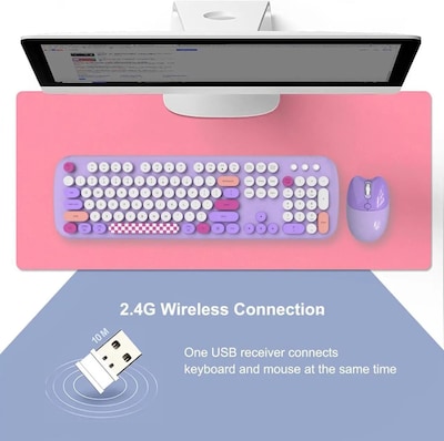 SaharaCase Wireless Ergonomic Keyboard and Laser Mouse Combo, Purple (KB12)