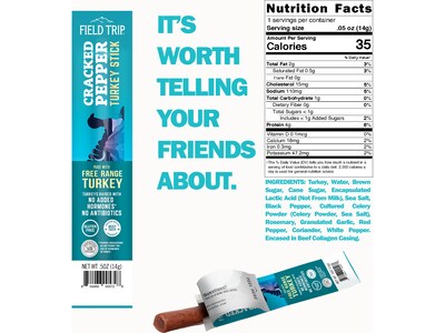 Field Trip Cracked Pepper Turkey Meat Stick, 0.5 oz., 24/Box (C0050TS9CCP)