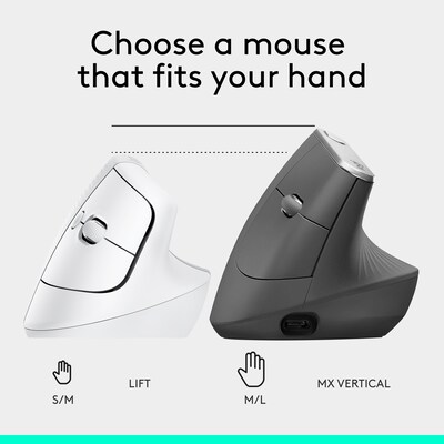 Logitech Lif Vertical Wireless Ergonomic  Optical Mouse, Off-White (910-006469)