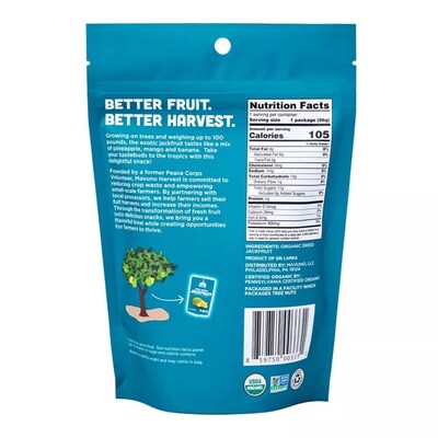 Mavuno Harvest Gluten Free Organic Dried Jackfruit Fruit Snacks, 2 oz., 6 Bags/Pack (MAHW-JACK2OZ6PK)
