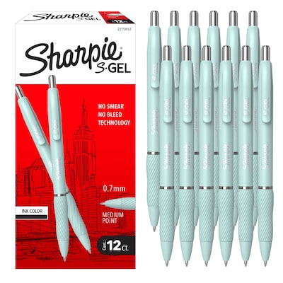 Sharpie S-Gel Retractable Pens, Medium Point, 0.7mm, Black Ink, Dozen (2270852)