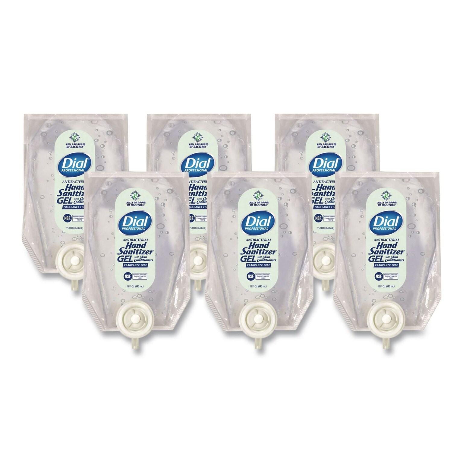 Dial Antibacterial Gel Hand Sanitizer Refill for Versa Dispenser, Fragrance-Free, 15 oz., 6/Carton (DIA12258CT)