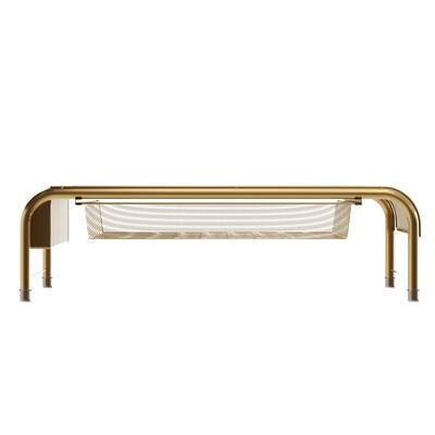 Martha Stewart Ryder 13"W Iron Mesh Rectangular Desktop Monitor Stand Riser, Gold (HHOHD04GLD)