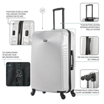 DUKAP Inception 29.29 Hardside Suitcase, 4-Wheeled Spinner, TSA Checkpoint Friendly, Silver (DKINC0