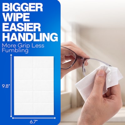 ProHeal XXL Lens Wipes, 9.8 x 6.7 Eye Glasses Cleaner Wipes for Lenses & Display Screens, 50 Count (PH-16003H)