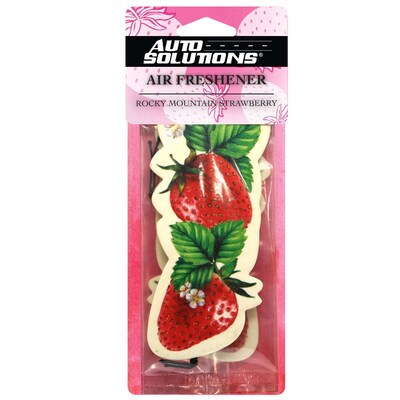 Auto Solutions Strawberry Scented Air Freshener, Red, 2 Fresheners/Pack, 12 Packs/Box, 12 Boxes/Cart