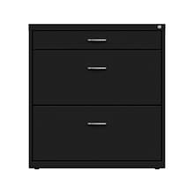 Space Solutions 3-Drawer Lateral File Cabinet, Letter/Legal Size, Lockable, 17.63, Black (25070)
