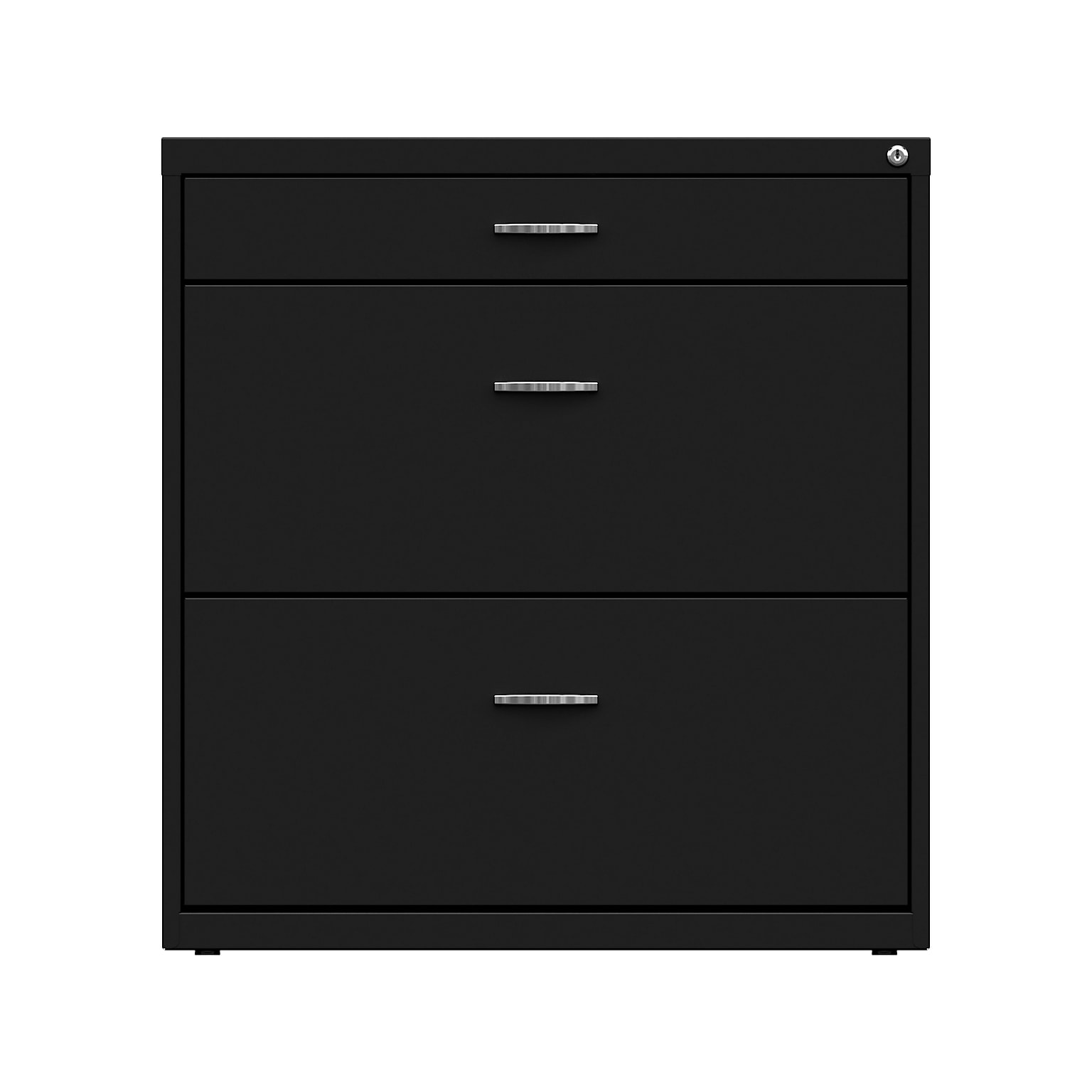Space Solutions 3-Drawer Lateral File Cabinet, Letter/Legal Size, Lockable, 31.88H x 30W x 17.63D, Black (25070)