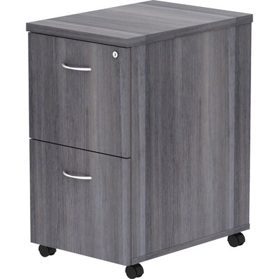 Lorell Essentials 2-Drawer Mobile Vertical File Cabinet, Letter/Legal Size, Lockable, 28.3"H x 16"W x 22"D, Weathered Charcoal