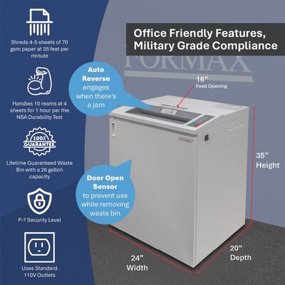Formax 8500HS 5-Sheet Cross-Cut High-Security Office Shredder (FD8500HS)