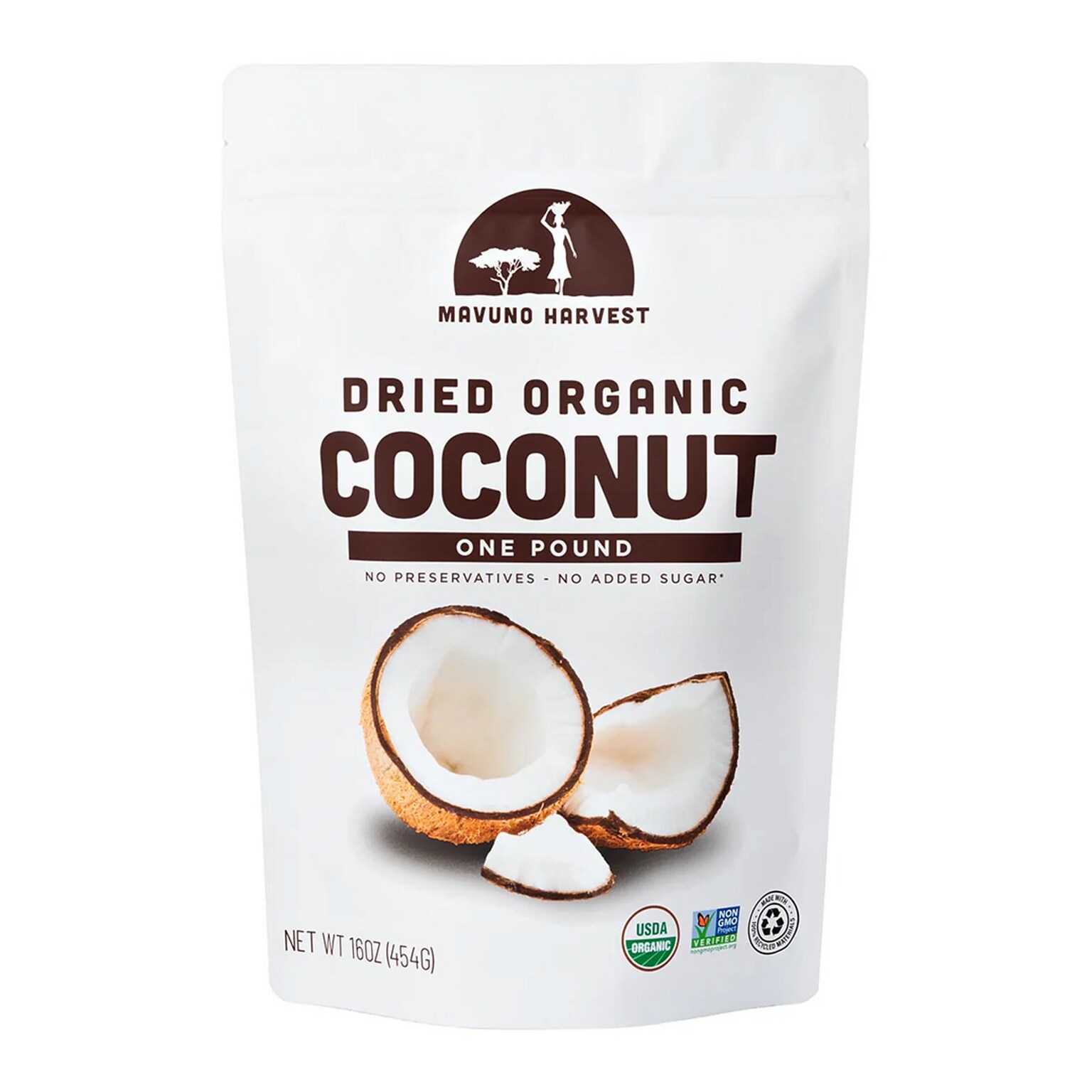 Mavuno Harvest Gluten Free Organic Dried Coconut Fruit Snacks, 1 lb. Bag (MAHW-CCNT1LB)