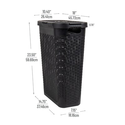 Mind Reader 10.57-Gallon Laundry Hamper with Lid, Plastic, Black, 2/Set (40HAMP2PK-BLK)