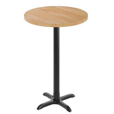 Flash Furniture Bennett 30 Round Wooden Commercial Indoor Table, Natural Top/Black Base (GSFRD30NTT2222B)