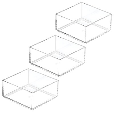 iDESIGN 3-Piece Plastic Stackable Drawer Organizer Set, Clear (28176M3)