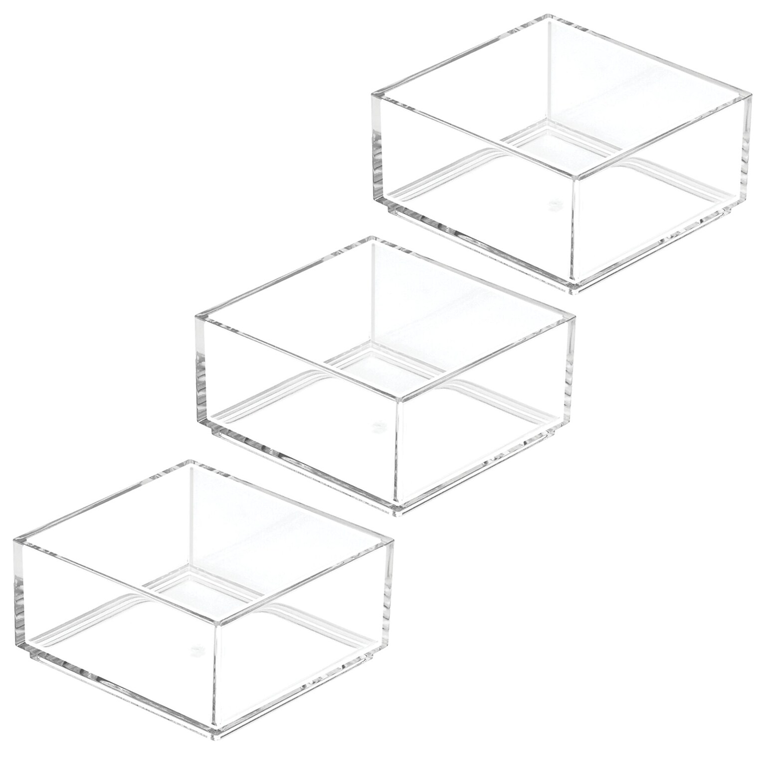 iDESIGN 3-Piece Plastic Stackable Drawer Organizer Set, Clear (28176M3)