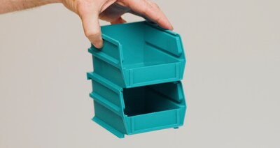 Triton Products LocBin Stackable Storage Bin, 7" x 8.25"x 14.75", Blue, 6/Pack (3-240B)