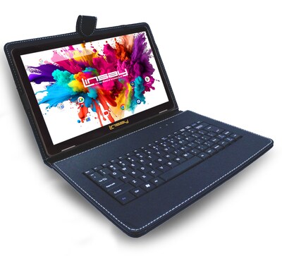 Linsay Octa Core 10.1 Tablet, 4GB RAM, 128GB Storage, Android 13, Bundled with Black Keyboard, Appl