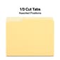 Quill Brand® File Folders, Assorted Tabs, 1/3-Cut, Letter Size, Yellow, 100/Box (740913YW)