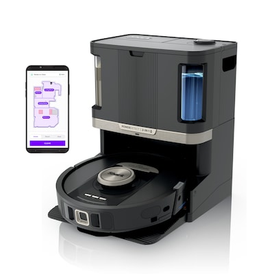 Shark PowerDetect Robot Vacuum and Mop with NeverTouch Pro Base, Bagless, Black (RV2820ZE)