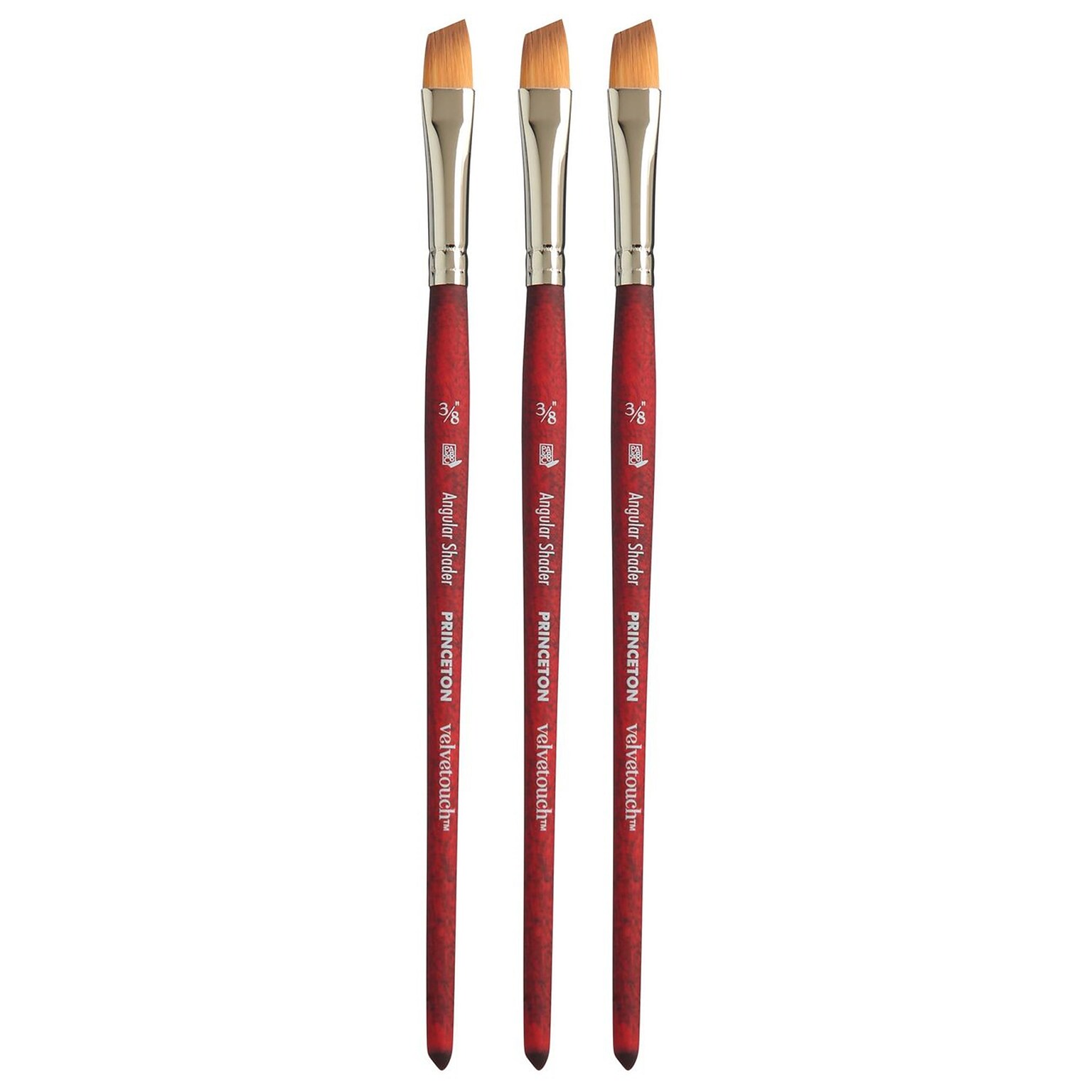 Princeton Velvetouch Mixed Media Synthetic Angle Shader Brush, 3/Pack (PBXP3950AS037-3)