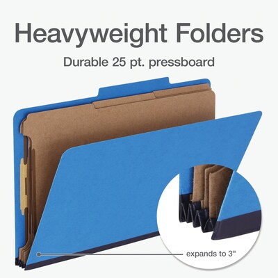 Pendaflex Heavy Duty Classification Folder, 3-Dividers, 3" Expansion, Legal Size, Blue, 10/Box (1006944)