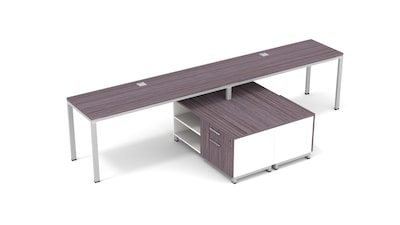 Boss Office Products Simple System 66W Desk with Storage Cabinet, Driftwood, 2/Set (SGSD007-102)