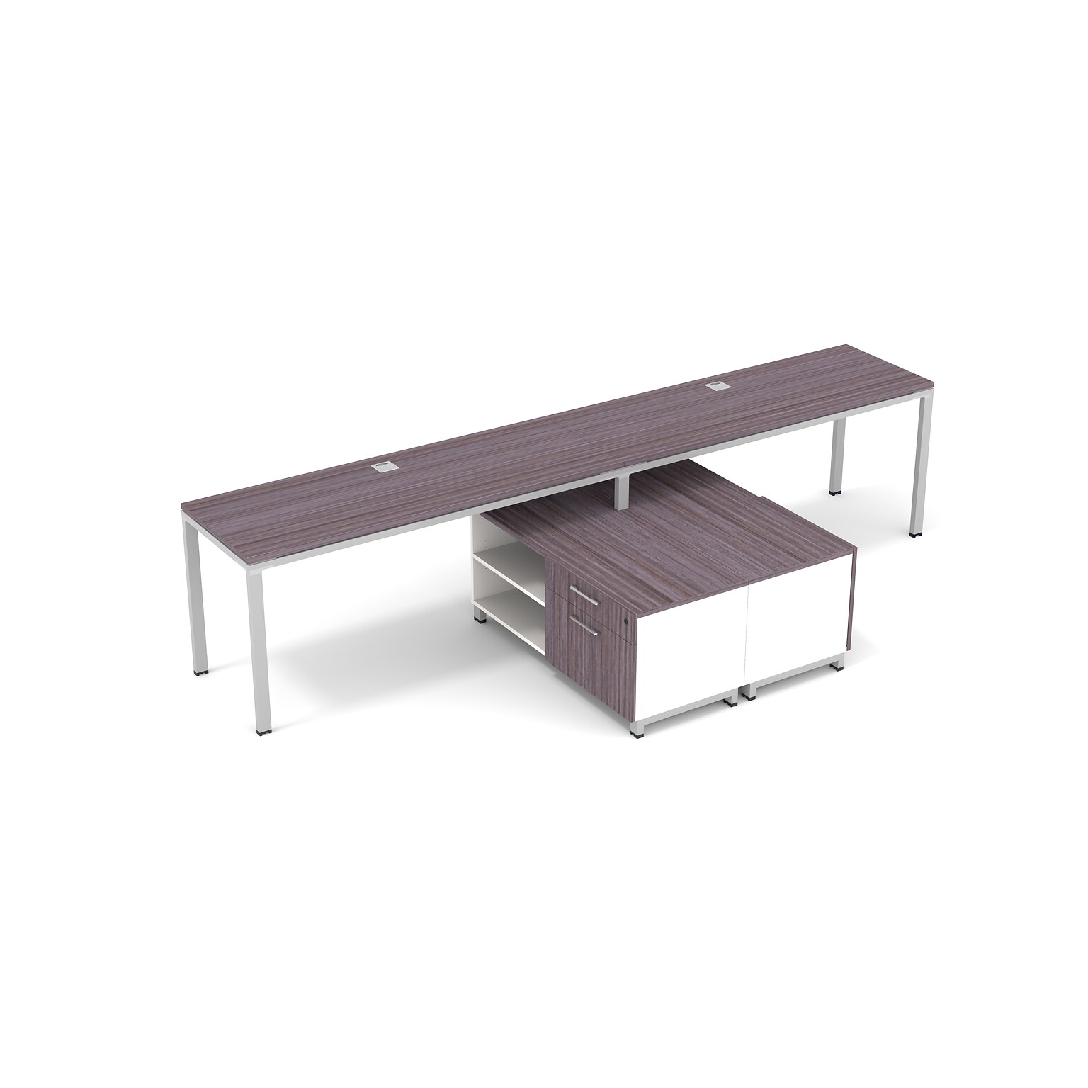 Boss Office Products Simple System 66W Desk with Storage Cabinet, Driftwood, 2/Set (SGSD007-102)
