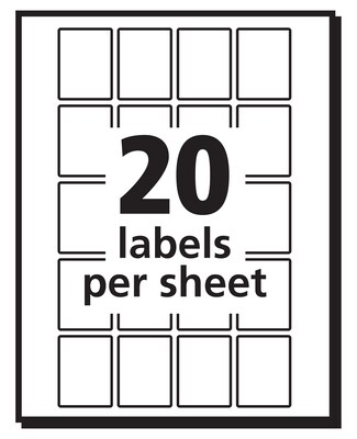 Avery Laser/Inkjet Multipurpose Labels, 1" x 3/4", White, 20/Sheet, 50 Sheets/Pack (5428)